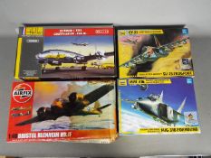 Airfix, Zvezda, Heller - A collection of four plastic model kits in various scales.