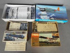 Frog, Hasegawa, Airfix - Three boxed plastic model kits in various scales.