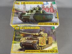 Zvezda - Two boxed 1:35 scale plastic model Tank kits by Zvezda.