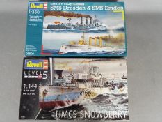 Revell - Two boxed plastic model ship kits by Revell.