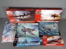 Airfix, Hobby Boss, Italeri - A boxed grouping of plastic model kits in various scales.
