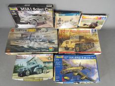 Revell, Italeri, Other - A boxed collection of plastic model kits in various scales.