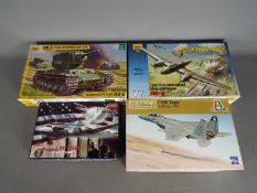 Italeri, Roden, Zvezda - Four plastic model kits in various scales.