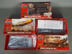 Airfix - Three plastic model kits by Airfix. Lot includes AO4102 1:48 Hawker Hurricane Mk.