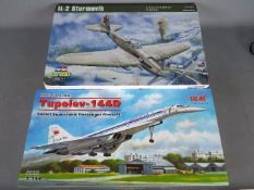 Hobby Boss, ICM - Two boxed plastic model aircraft kits.