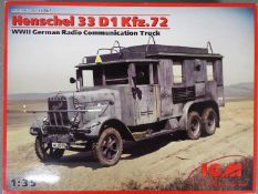 ICM - a Henschel 33 D1 Kfz.72 WWII German Radio Controlled Communication Truck, model No.