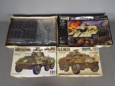 Tamiya, Revell - Three boxed 1:35 plastic military vehicle model kits.