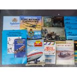 A large collection of hardback and paperback books relating to aircraft and airlines,