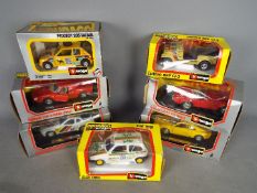 Bburago - A lot of 7 boxed 1:24 scale cars including #0116 Peugeot 205 Safari, # 9104 Fiat Uno,