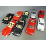 Bburago - Polistil - Hot Wheels - Collection of 9 unboxed vehicles mostly in 1:18 scale including