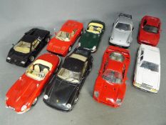 Bburago - Polistil - Hot Wheels - Collection of 9 unboxed vehicles mostly in 1:18 scale including