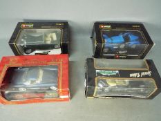 Mira, Bburago, Maisto - Four boxed diecast model vehicles in 1:18 scale.