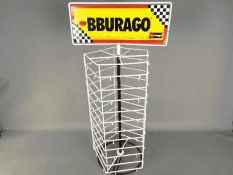 Bburago - A metal pentagonal point of sale Bburago branded display stand.