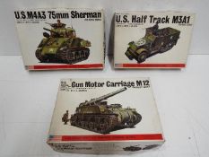 Three Bandai WWII U.S. Armoured Division / Pin Point series model kits. 1:48 Scale. # 8289 No.