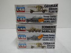 Fuman - A collection of 5 factory sealed unmade military model kits including # FM 142 Schwerer