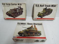 Three Bandai WWII U.S. Armoured Division / Pin Point series model kits. 1:48 Scale. # 8290 No.