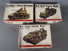 Three Bandai WWII U.S. Armoured Division / Pin Point series model kits. 1:48 Scale. # 8290 No.