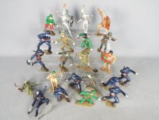 Marx - A squad of 22 unboxed large scale plastic toy soldiers by Marx.