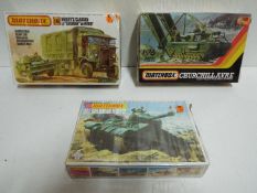 Three x Matchbox WWII Military Vehicle Model sets - 1:76 Scale - PK-177 CHURCHILL A.V.R.