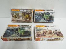 Four Matchbox WWII Military Vehicle Model sets - 1:76 Scale - PK-172 MORRIS C8 MKII 17pdr GUN