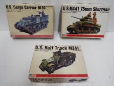Three Bandai WWII U.S. Armoured Division / Pin Point series model kits. 1:48 Scale. # 8290 No.