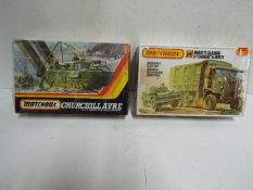 Two x Matchbox WWII Military Vehicle Model sets - 1:76 Scale - PK-177 CHURCHILL A.V.R.