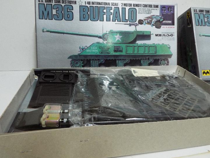 Mitsuwa Model - 2 boxed unmade 1:48 scale motorised remote control M36 Buffalo tanks. - Image 2 of 3