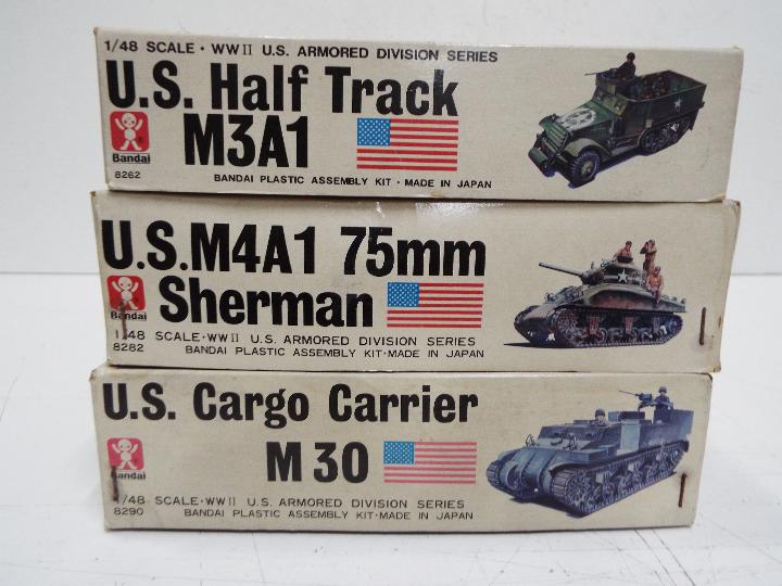 Three Bandai WWII U.S. Armoured Division / Pin Point series model kits. 1:48 Scale. # 8290 No. - Image 2 of 2