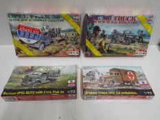 ESCI - Four x WWII Military Vehicle Model kits - 1:72 Scale.