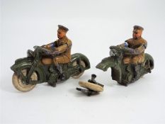 Dinky Toys - Two unboxed Dinky Toys #37c Royal Signals Dispatch Rider.