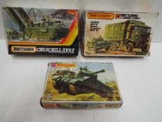 Three x Matchbox WWII Military Vehicle Model sets - 1:76 Scale - PK-177 CHURCHILL A.V.R.