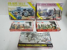 ESCI - 5 x WWII German and U.S Soldiers selection + Military Vehicle Model kits - 1:72 Scale.