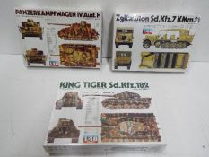 Fuman - Lot of 3 factory sealed 1/48 scale military model kits including # FM 145 Panzerkampfwagen