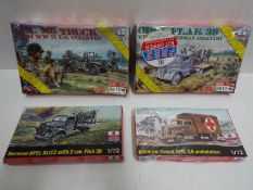 ESCI - Four x WWII Military Vehicle Model kits - 1:72 Scale.