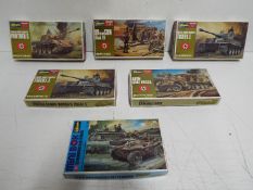 Hasegawa - 6 unmade 1:72 scale military model kits including # 10 Flak 18 Gun,