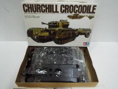 TAMIYA - WWII Military Model kit - 1:35 Scale. Item 35100-100 "CHURCHILL CROCODILE" Tank.