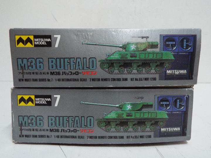 Mitsuwa Model - 2 boxed unmade 1:48 scale motorised remote control M36 Buffalo tanks. - Image 3 of 3