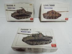 Academy - Minicraft - A collection of 3 unmade 1/48 scale motorized tank model kits including #