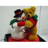 W.H.B. - Teddy Bear by Becky Wheeler. "Frosty Friends". Snowman on heart. Limited Edition.
