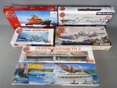 Airfix - A collection of 6 Airfix ship model kits in various scales including Queen Elizabeth 2,