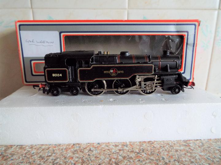 Wrenn - an OO gauge diecast standard tank locomotive, BR black livery 2-6-4 op no 80104 # W2218A,