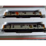 Lima - two OO gauge diesel electric class 37 locomotives comprising op no 37128 # 205018A3 and op