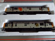 Lima - two OO gauge diesel electric class 37 locomotives comprising op no 37128 # 205018A3 and op