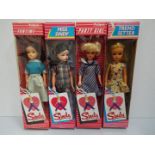 Four boxed vintage Pedigree Sindy dolls, Miss Sindy (brunette), Party Girl (blonde),