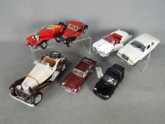 Franklin Mint, Danbury Mint, Bburago - Seven unboxed diecast models in 1:24 and 1:18 scale.