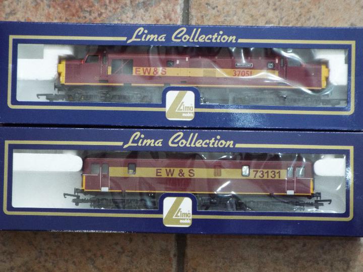 Lima Collection - two OO gauge diesel electric EW & S locomotives with maroon and yellow livery