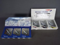 Gemini Jets - 2 boxed sets of three 1:400 scale Boeing 727-700 models,