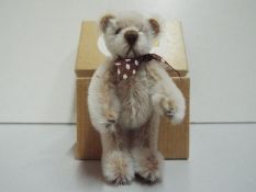 Witney Jointed Teddy Bear - Limited edition. Brown spotted bow in original box. 6.5cm.