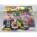 LEGO - Boxed Lego Batman Movie series set # 70922 The Jokers Castle in opened box with parts in zip
