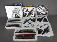 Atlas Editions - Nine boxed Atlas Editions diecast model aircraft and static model trains.